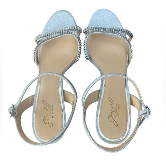 *Jewel Badgley Mischka Galllant Platform Evening Silver Glitter Sandals – Sz 11 - Picture 9 of 12